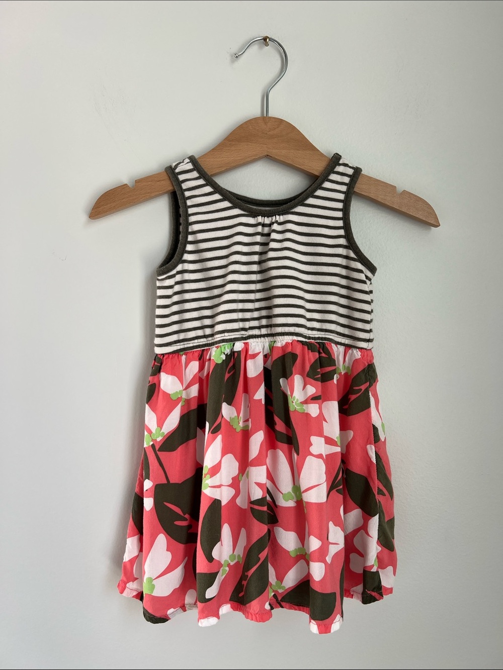 Baby GAP | Girls Pink Floral Tank Dress with Striped Bodice Size 12-18 Months